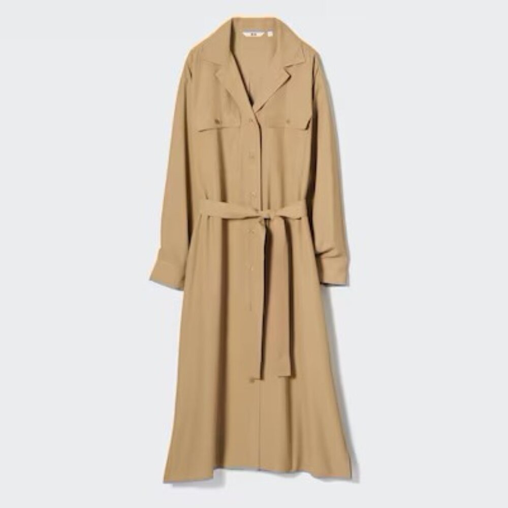 UV Protection Long-Sleeve Shirt Dress